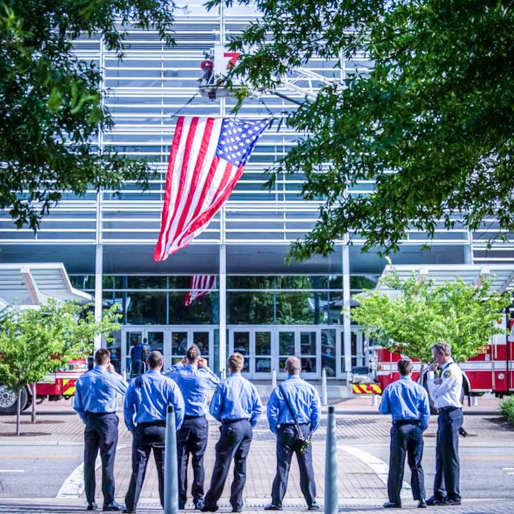 Raising the Flag at the Convention Center